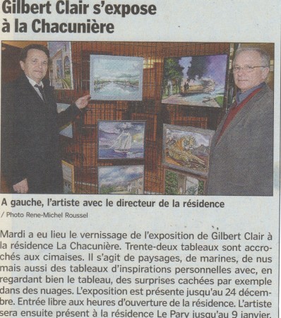 Exposition à La Chacunière du 08 au 23 Décembre 2009